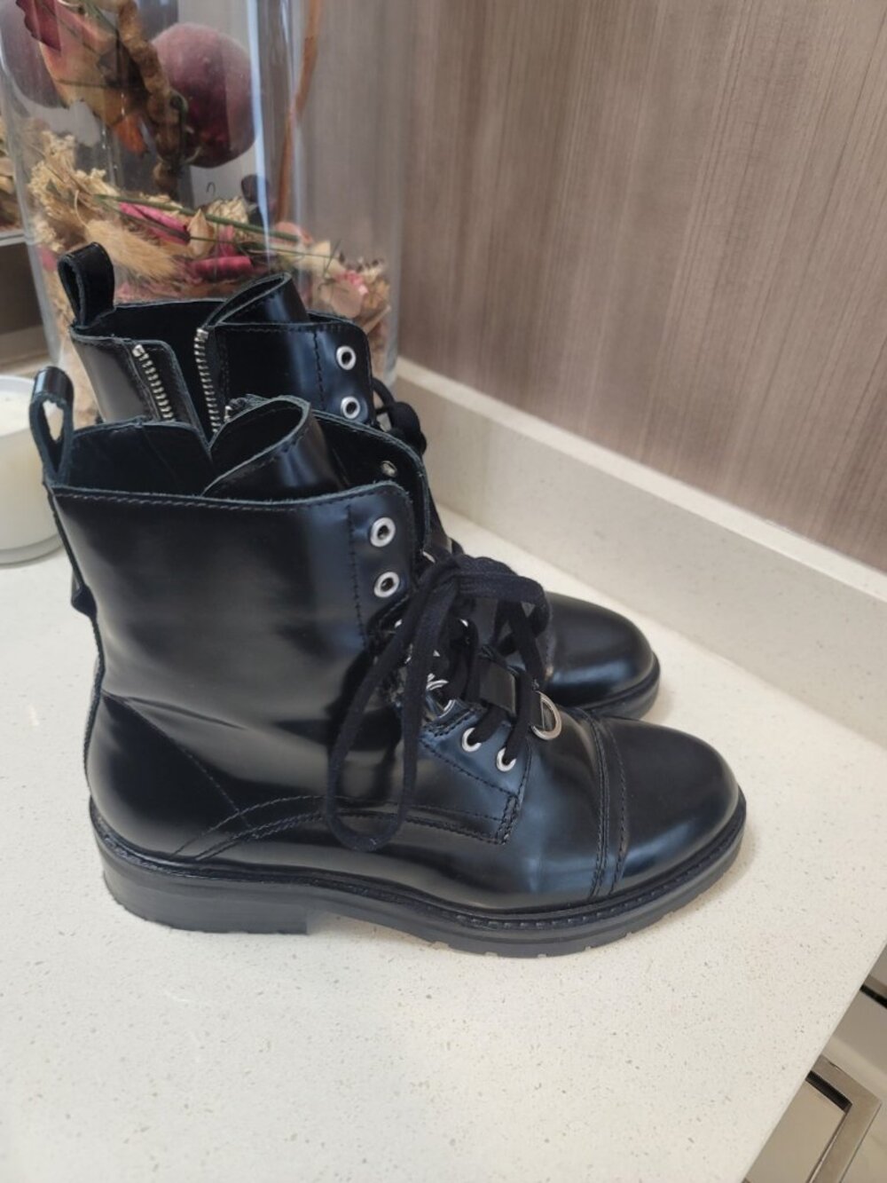 AllSaints Black Women's Leather Lira Hiker Black Boots Size 39 EU - Picture 4 of 8